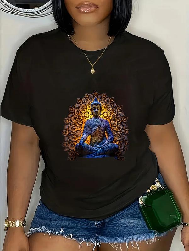 cotton Buddha Statue Yoga Buddhist Zen Buddhism Meditation T-Shirt casual Fashion graphic tees for women Hoodie, Sweatshirt