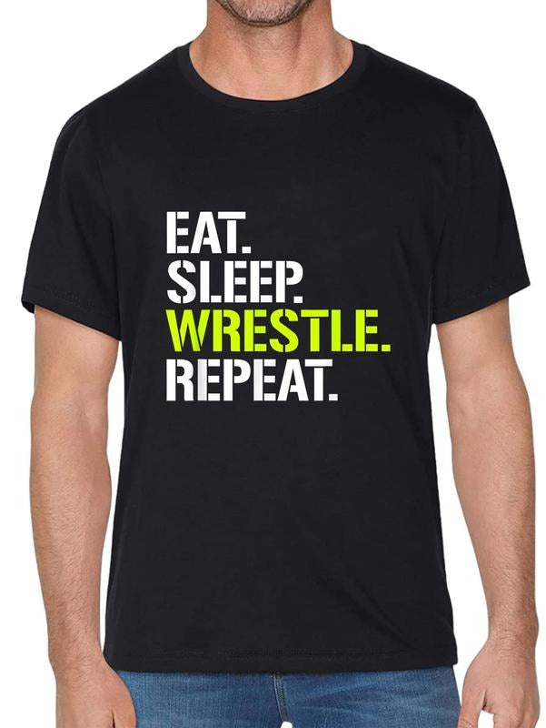 cotton Eat Sleep Wrestle Shirt Repeat