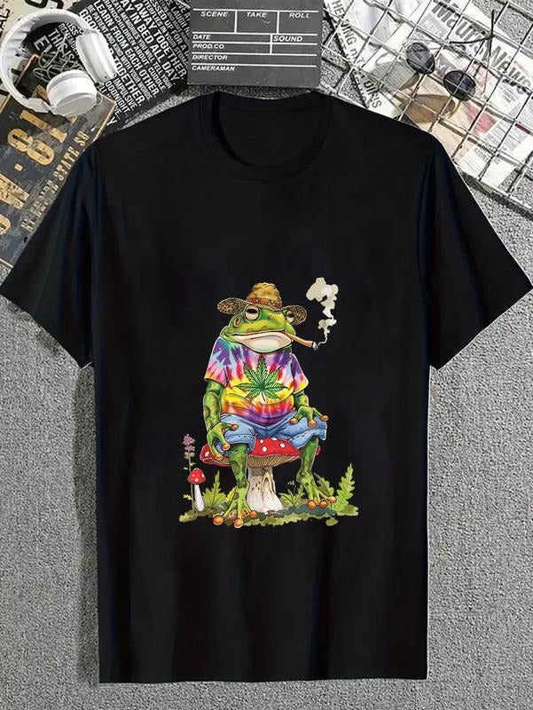 cotton Frog Smoking Weed Pot Marijuana Cannabis 420 T-Shirt casual Fashion graphic tees for women Hoodie, Sweatshirt