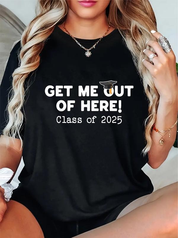 cotton Funny Graduation Class of 2025 Senior Get Me Out of Here T-Shirt casual Fashion graphic tees for women Hoodie,...