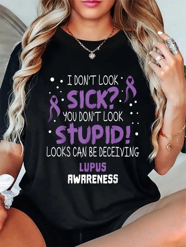 cotton I Don't Look Sick? Lupus Awareness Support Ribbon T-Shirt casual Fashion graphic tees Hoodie, Sweatshirt