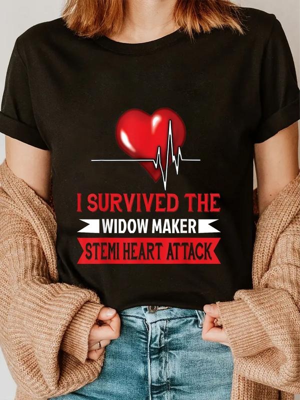 cotton I Survived The WIDOW MAKER STEMI Heart Attack T-Shirt casual Fashion graphic tees Hoodie, Sweatshirt