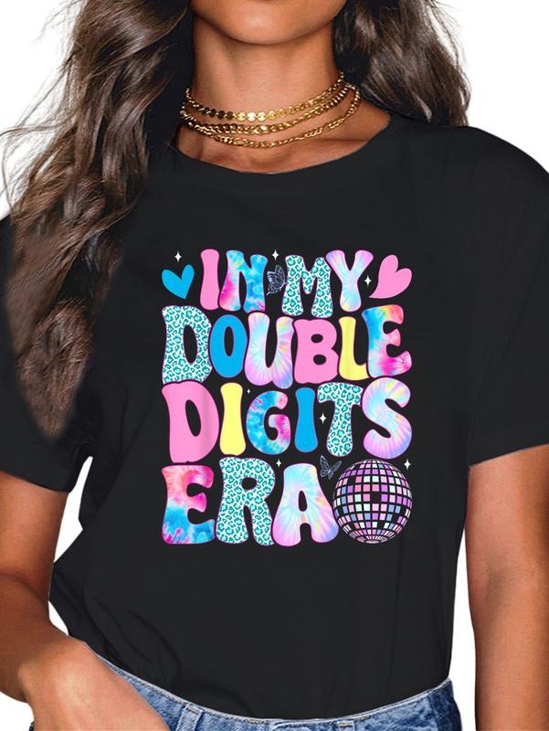 cotton In My Double Digits Era Retro 10 Year Old 10th Birthday Girl T-Shirt casual Fashion graphic tees for women Hoodie,...