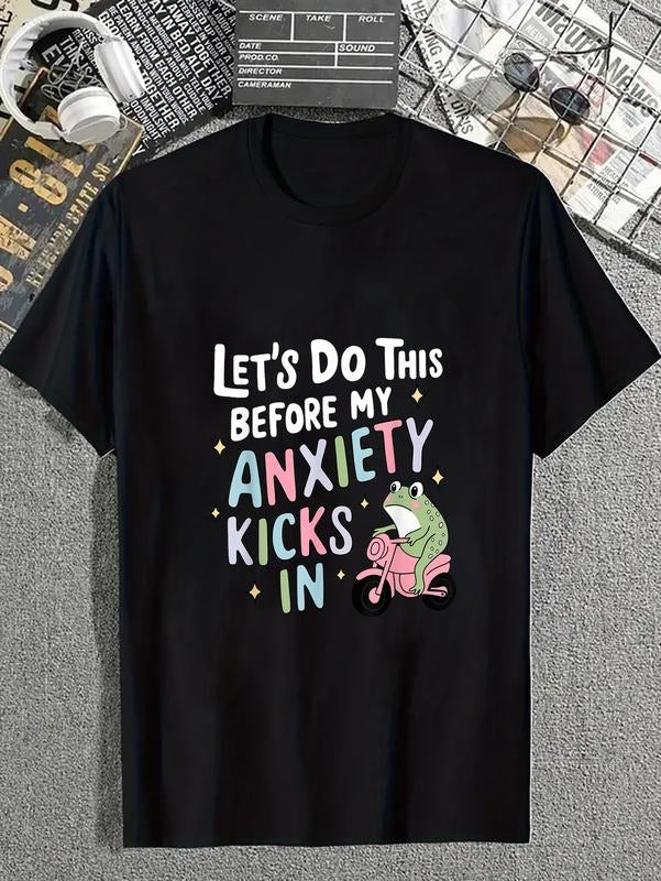 cotton Let's Do This Before My Anxiety Kicks In Quote T-Shirt casual Fashion graphic tees for women Hoodie, Sweatshirt