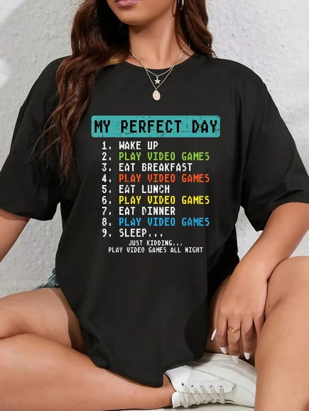 cotton My Perfect Day Play Video Games Funny Gamer Men Boys Kids T-Shirt casual Fashion graphic tees for women Hoodie,...