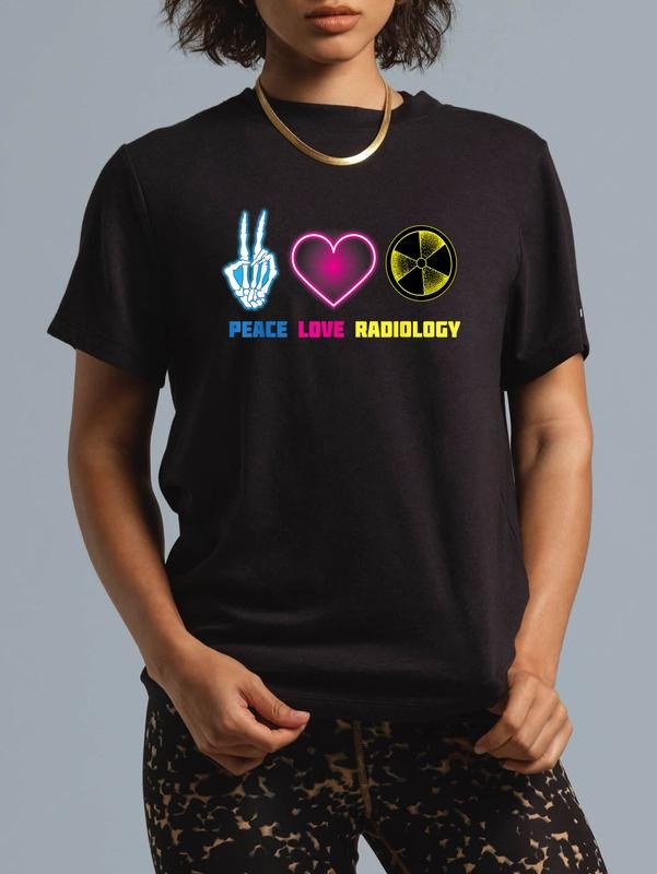cotton Peace Love Radiology Shirt | Cute I Love Radioscopy Tee Gift T-Shirt casual Fashion graphic tees for women Hoodie,...