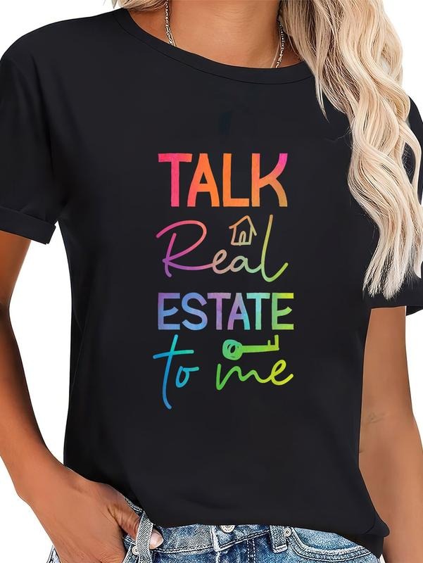 cotton Realtor Talk Real Estate To Me Watercolor T-Shirt casual Fashion graphic tees women Hoodie, Sweatshirt