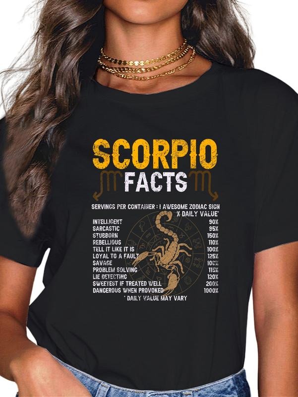 cotton Scorpio Facts Zodiac Sign Personality Horoscope Funny Facts T-Shirt casual Fashion graphic tees for women Hoodie,...