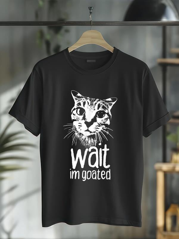 cotton Wait I'm Goated Funny Cat Meme T-Shirt casual Fashion graphic tees for women Hoodie, Sweatshirt | HypeDripTees.com