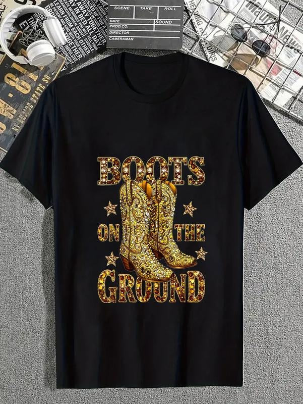 cotton Where Them Fans At Boots On The Ground Funny Western Dance T-Shirt casual Fashion graphic tees for women Hoodie,...