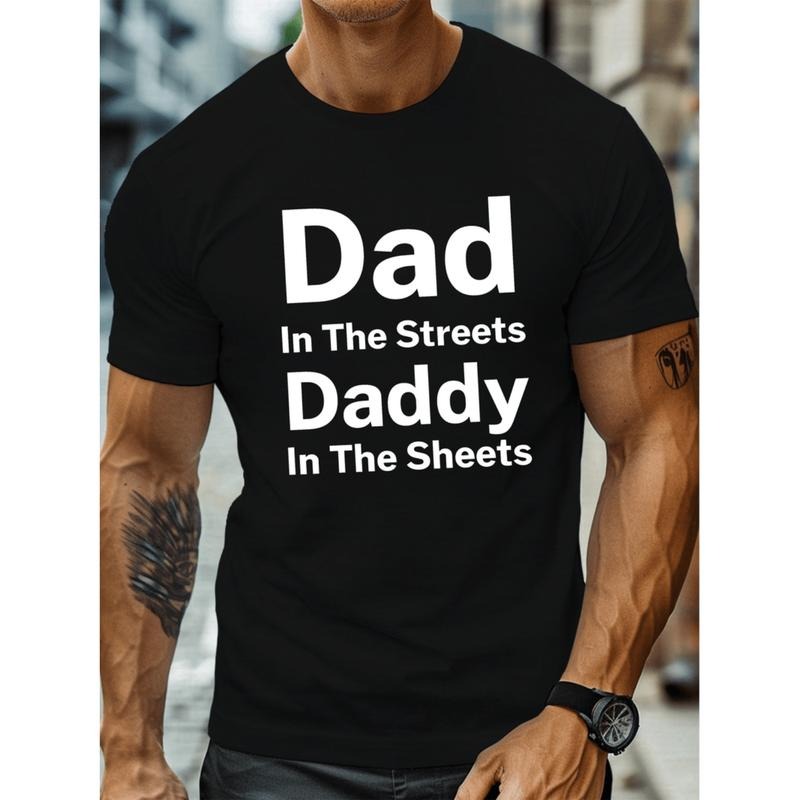 dad print   plus size mens t shirt summer trendy casual short sleeve tees outdoor sports clothing big tall guys...