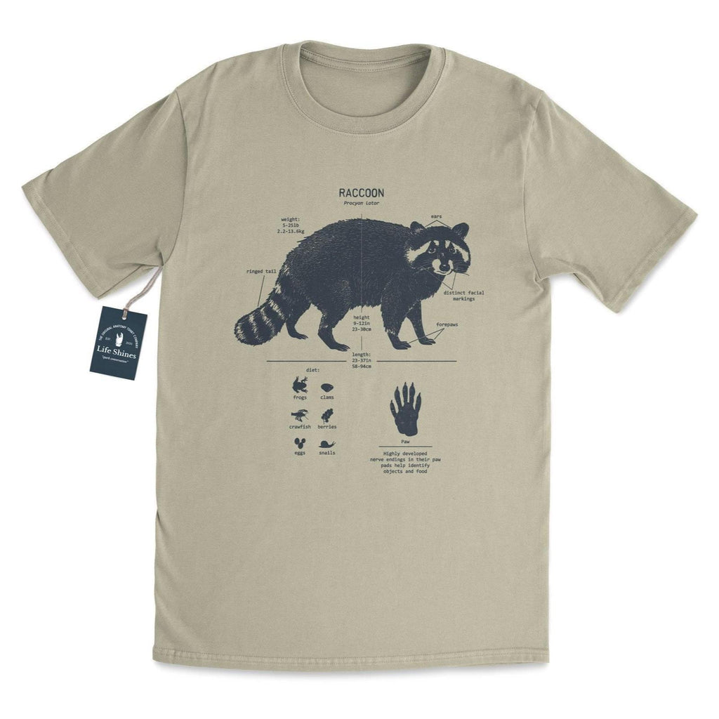 Raccoon Anatomy Hand Drawn Screen Printed Unisex T-shirt, Sweatshirt, Hoodie (1)