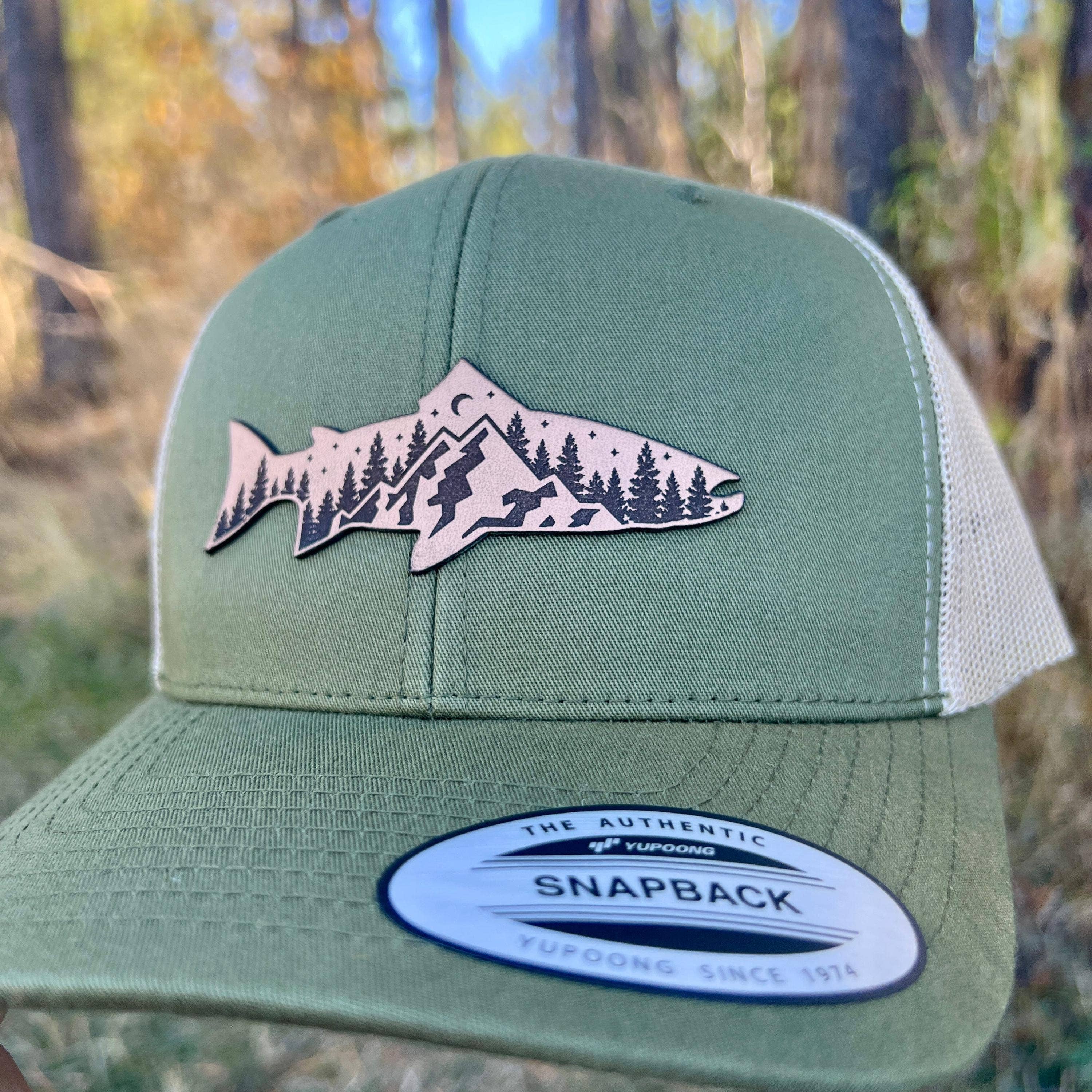 Mountain Scene Trout Leather Patch Hat – 208Tees