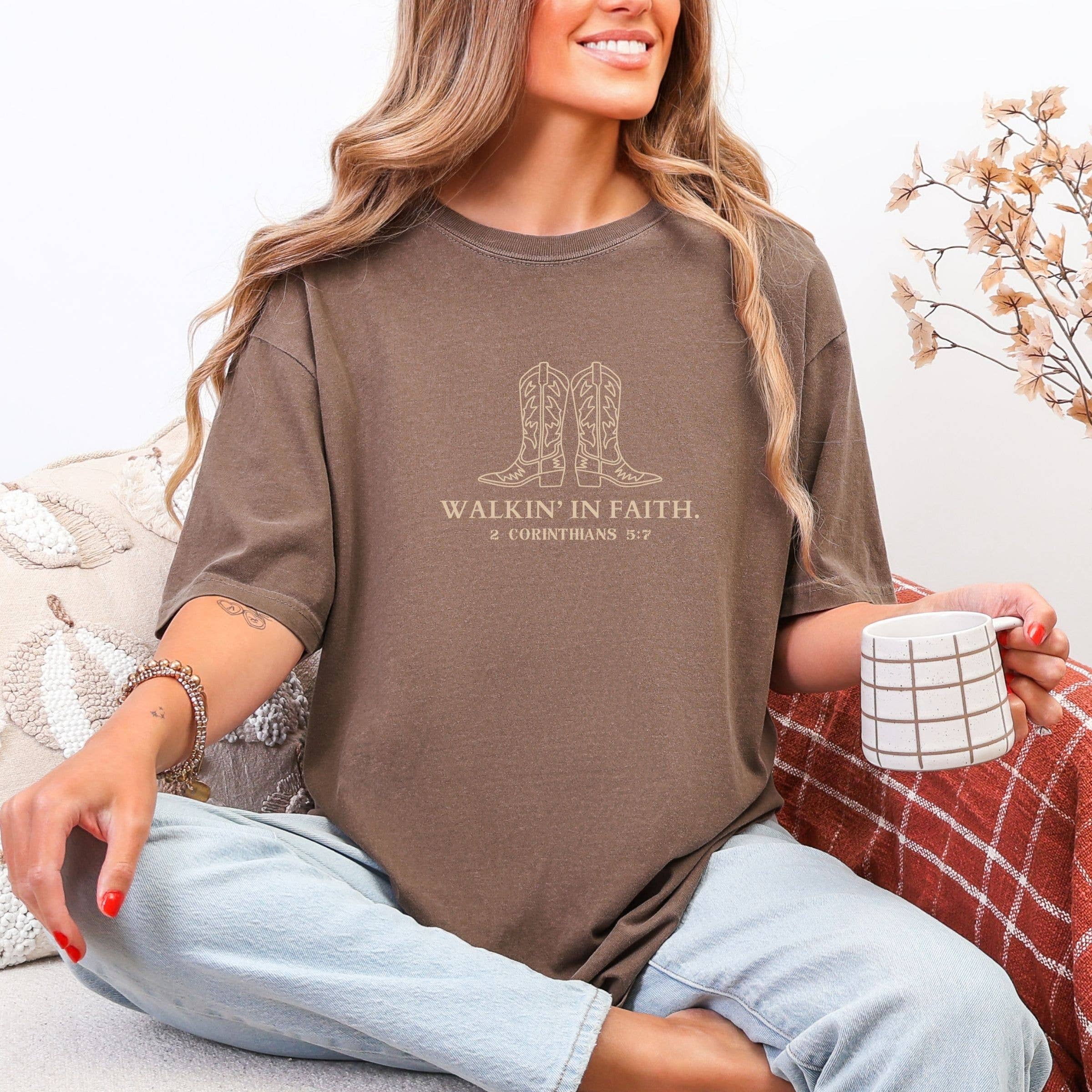 Walk in Faith Christian Western Summer Floral Graphic Tee