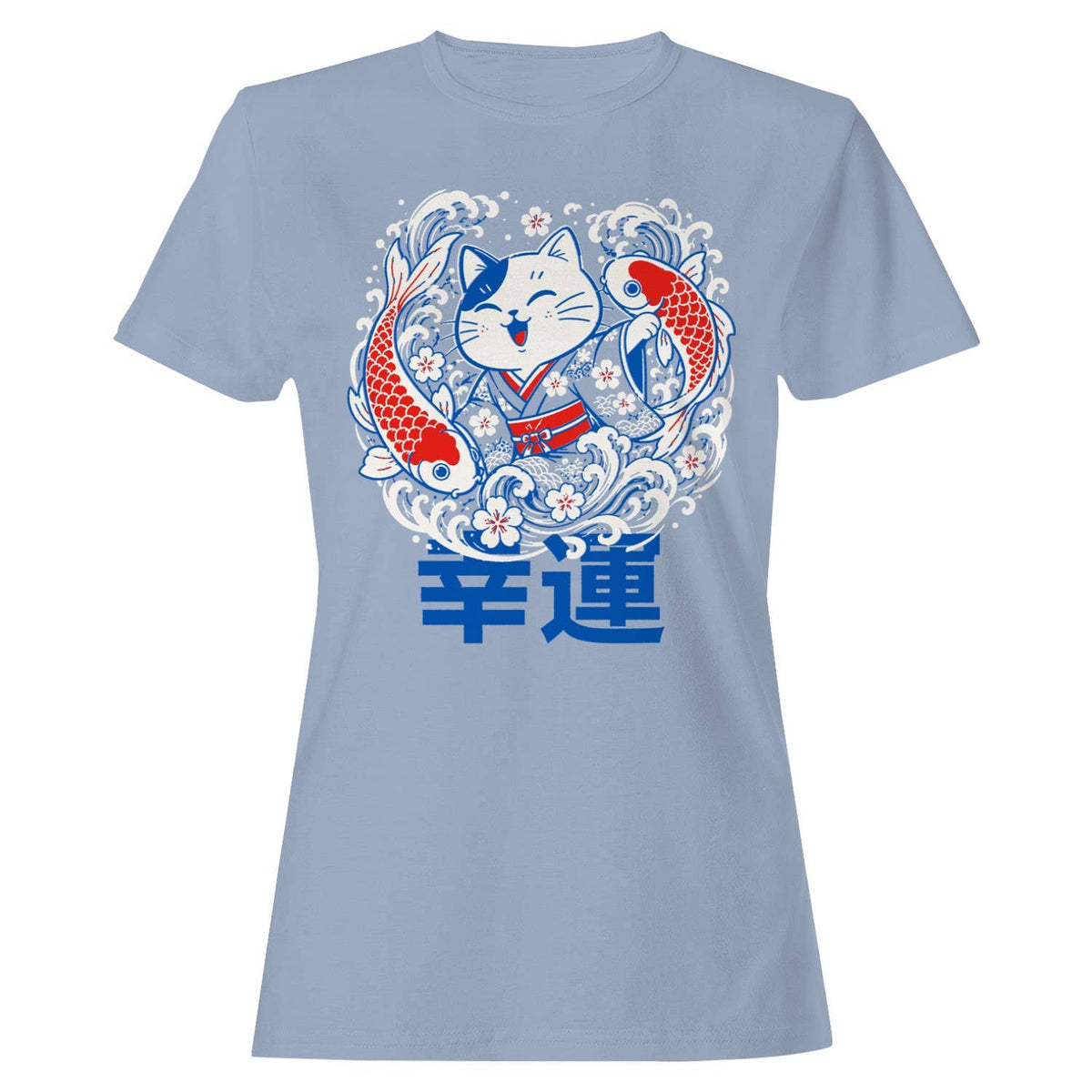 Lucky Cat Koi Fish Sakura Women's T-Shirt