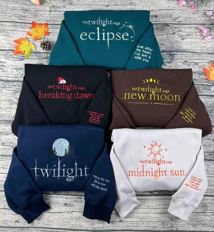 [fictionfabrics] (DM me) Twilight Series Embroidered Sweater, Stephenie Meyer Series Sweatshirt and Hoodie, Twilight...
