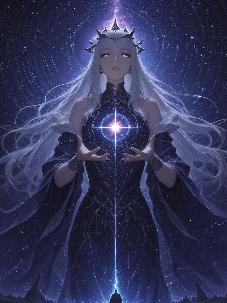 Celestial Goddess of the Cosmos – Surreal Space Fantasy Art by Xynith