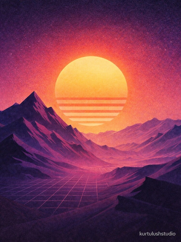 Retrowave Neon Mountains by kurtulushstudio