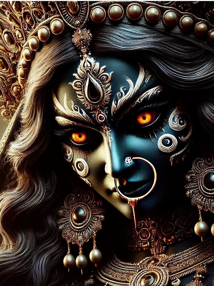 Divine Goddess Kali Artwork – Ethereal Dark Aesthetic with Fiery Eyes by DriftLens