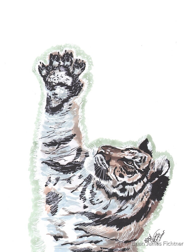 Stripey Reaching Amur Tiger by Brian James Fichtner