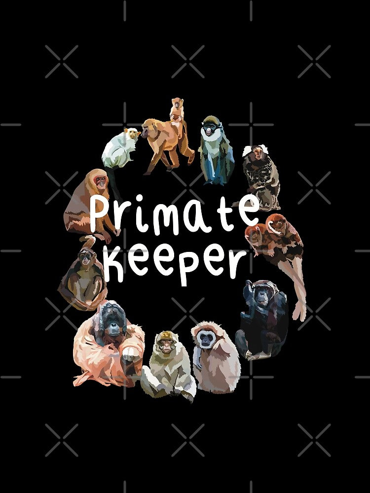 P is for Primate Keeper,.Primate Keeper Design – Dedicated Care and Conservation of Monkeys and Apes Artwork by PrettylittlepastelUk