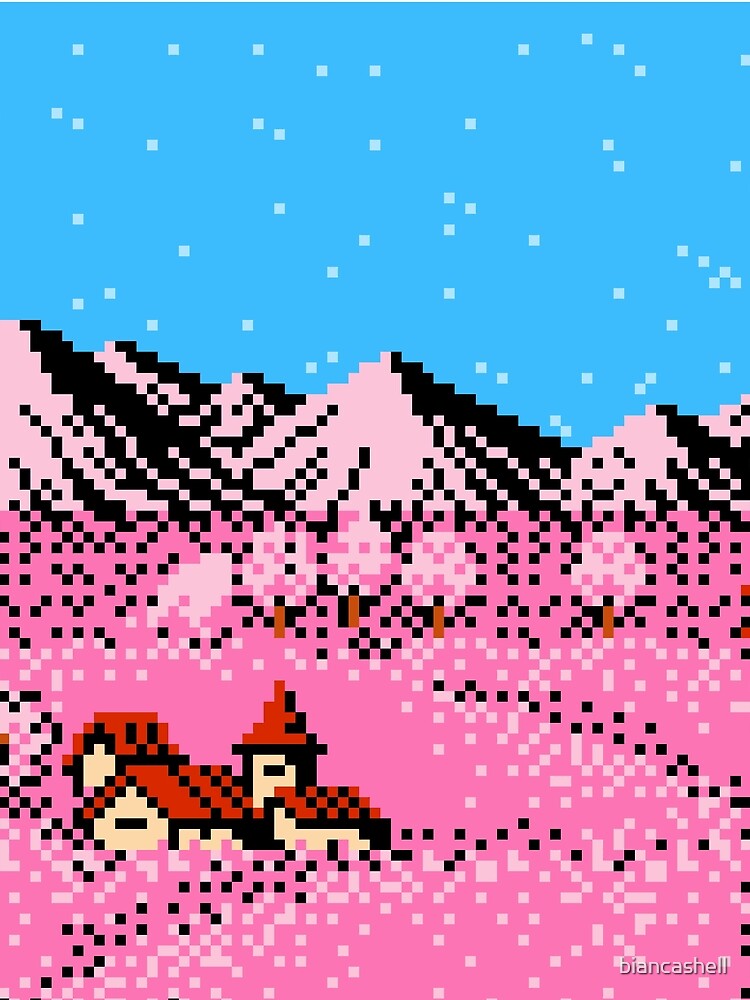 Pixel Village Mountain by biancashell