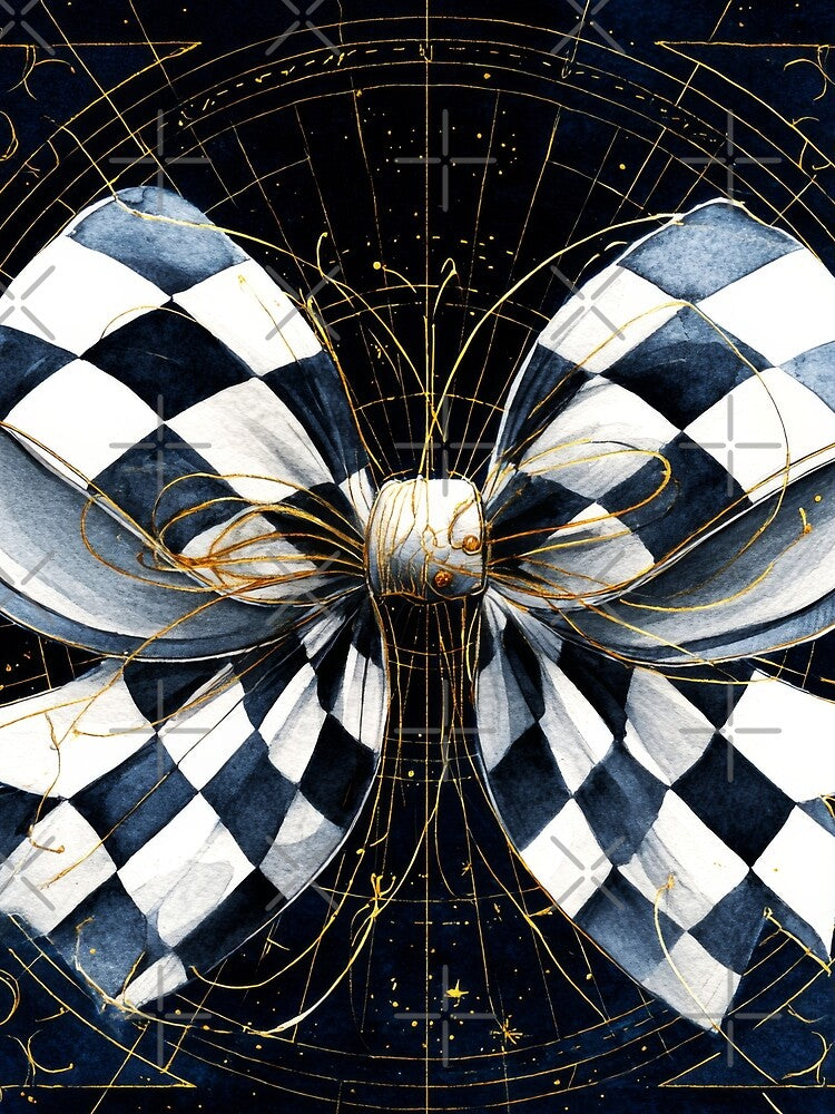 Graceful Black and White Checkered Bow by scicilysimonee