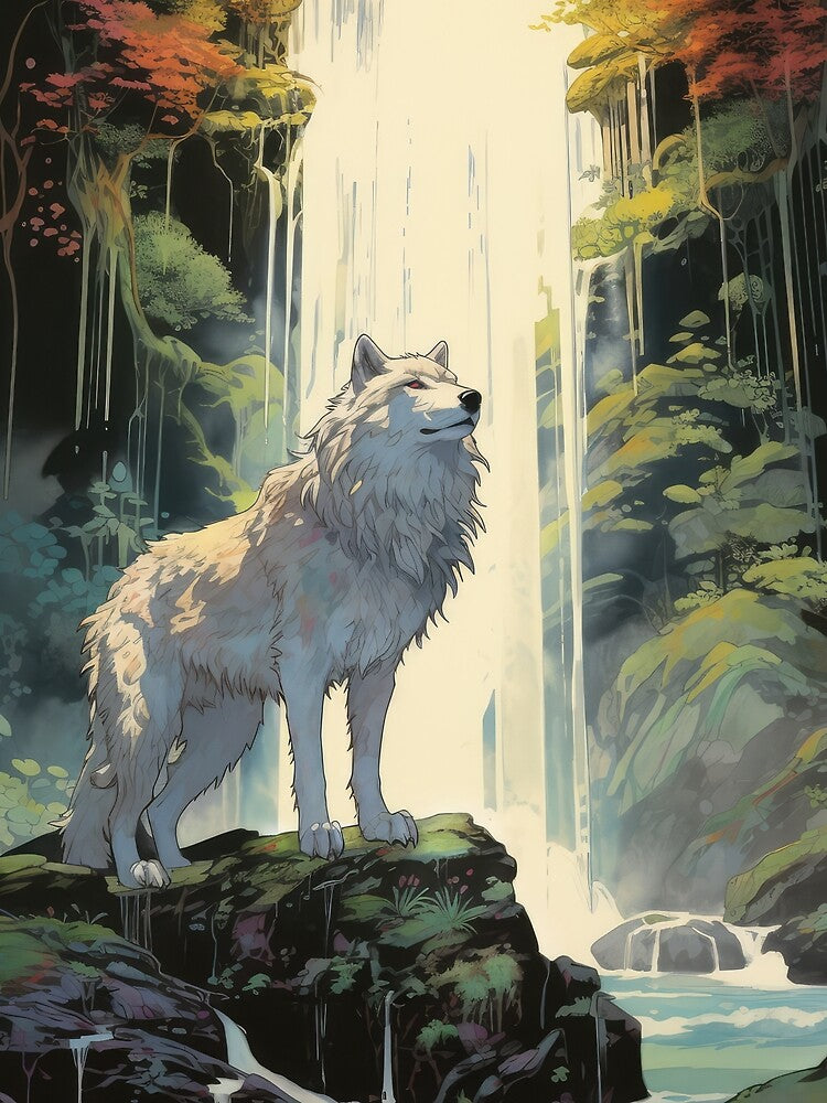 A Wolf at the Waterfall by Earth Celebration Designs