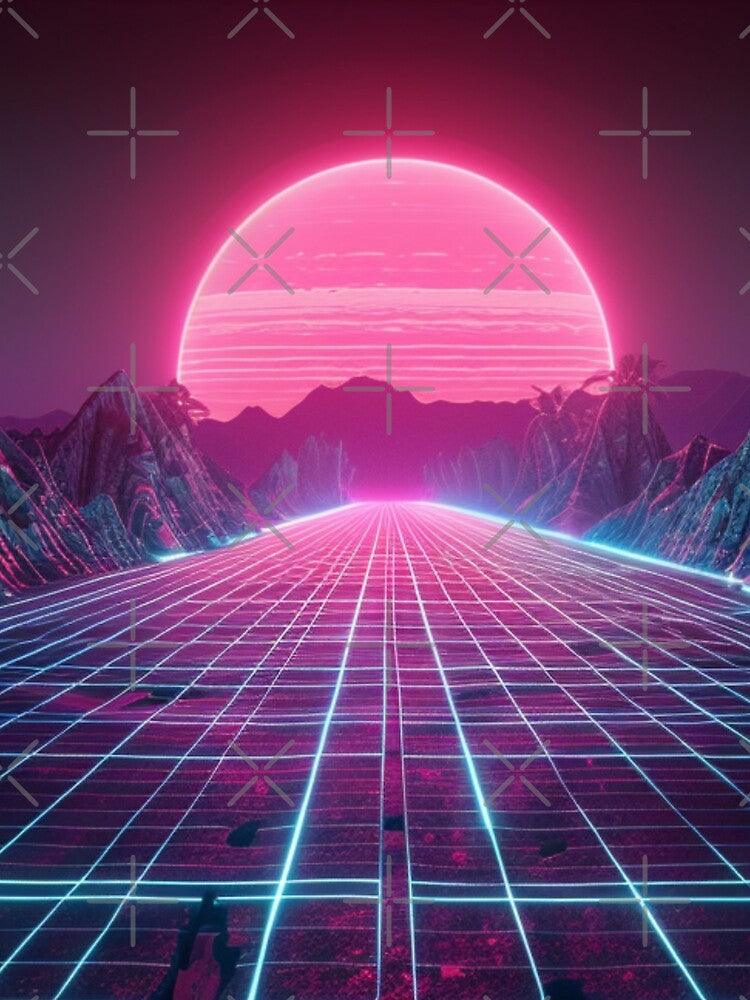 Retrowave Horizon Drive - Synthwave Landscape Mat by VectorForge