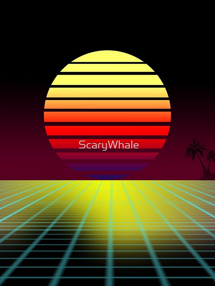 Retro Synthwave 80's Tropical Landscape by ScaryWhale
