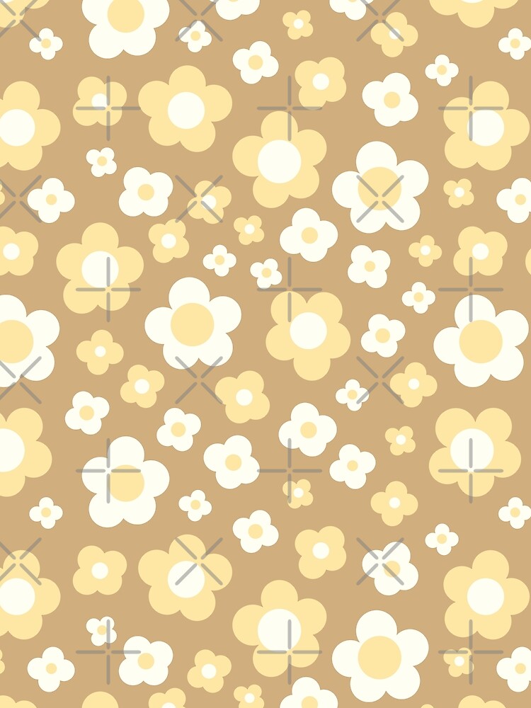 beige groovy retro y2k 2000s big pastel flower power 1960s 60s 70s danish aesthetics coconut girl ditsy daisies by blomastudios