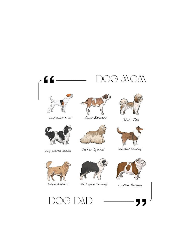 Dog Breeds Graphic for Dog Mom and Dog Dad – Cute Pet Lover Gift Idea with Multiple Dogs by KindInk