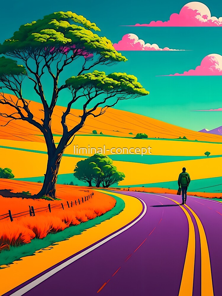 Pop Art Style Liminal Space Road- Concept Art by liminal-concept