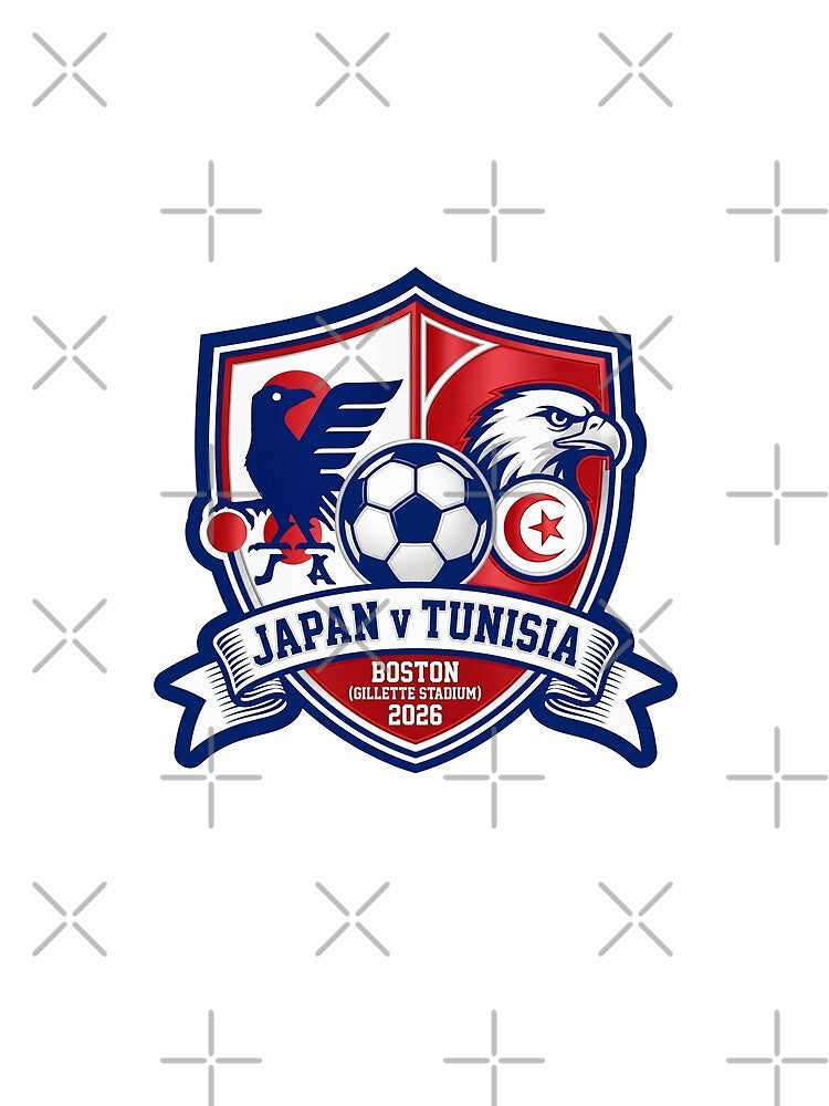 Japan vs Tunisia Soccer Crest Boston 2026 Match by Pride Emblem Prints