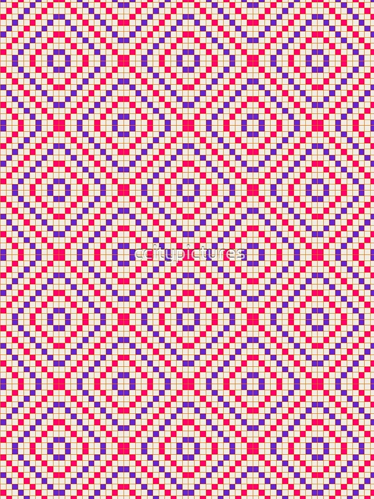 Neon Sunset Pixel Grid Pattern by ccitypictures