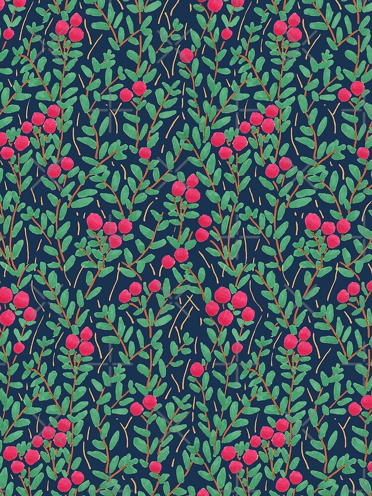 Organic wild berries pattern in navy blue by AgusCami