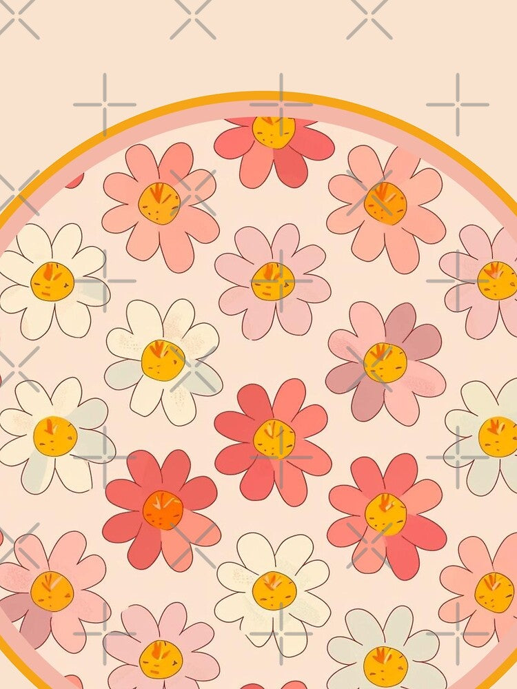 Cute retro flowers in circle frame by AnnDart