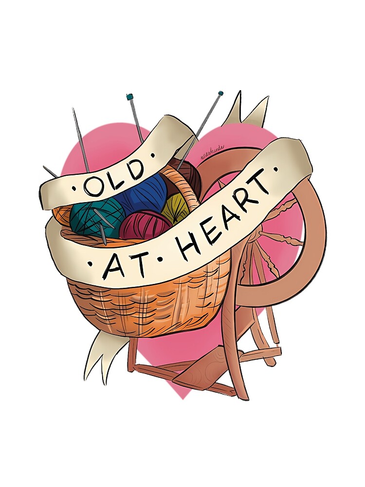 Old at Heart – Yarn Basket and Spinning Wheel Art by WebTucker