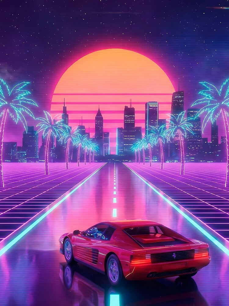 Neon Sunset Drive - 80s Outrun Racer by powersunlight