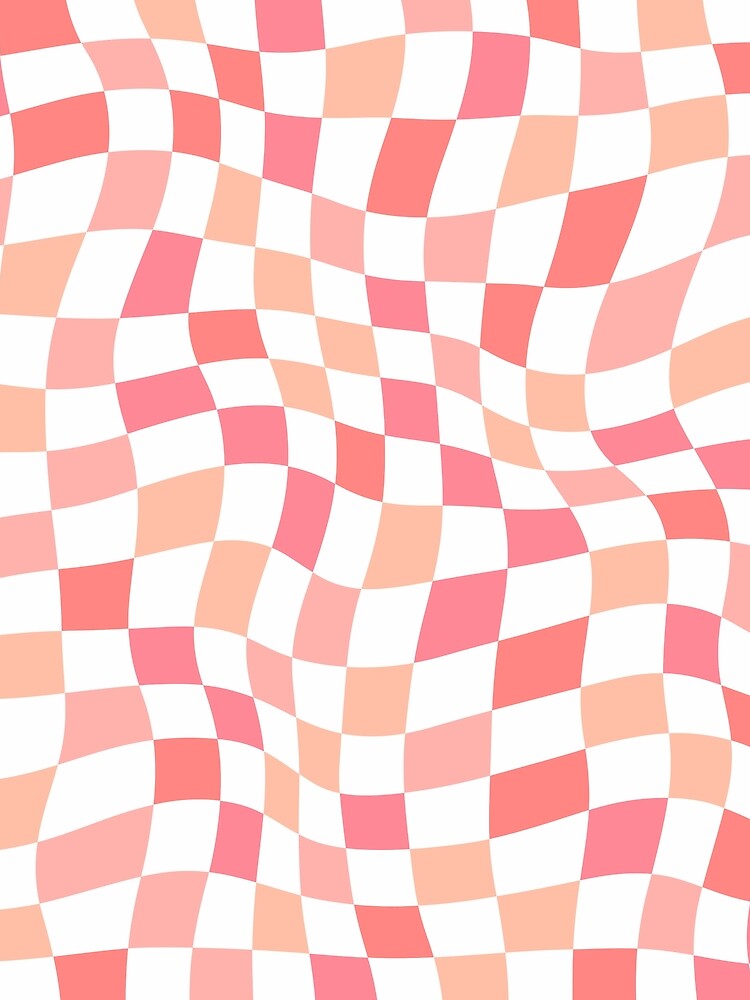 Trippy Checks in Blush and Pink Tones on White by kierkegaard