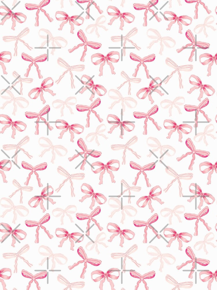 Pink Ribbon Bows Coquette Aesthetic Soft Pastel Girly Pattern by UtArt