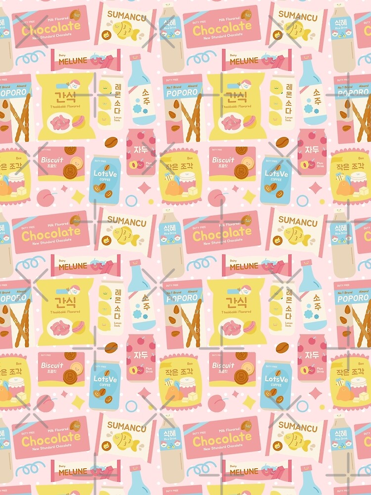 Korean Snacks Seamless Pattern Pink by MadeByBeata