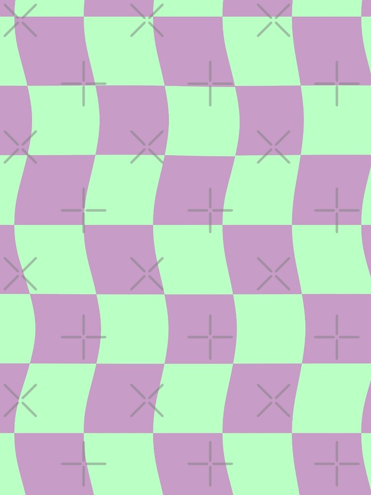 Danish Pastel Purple Green Wavy Checkerboard Pattern by JessicaAmber