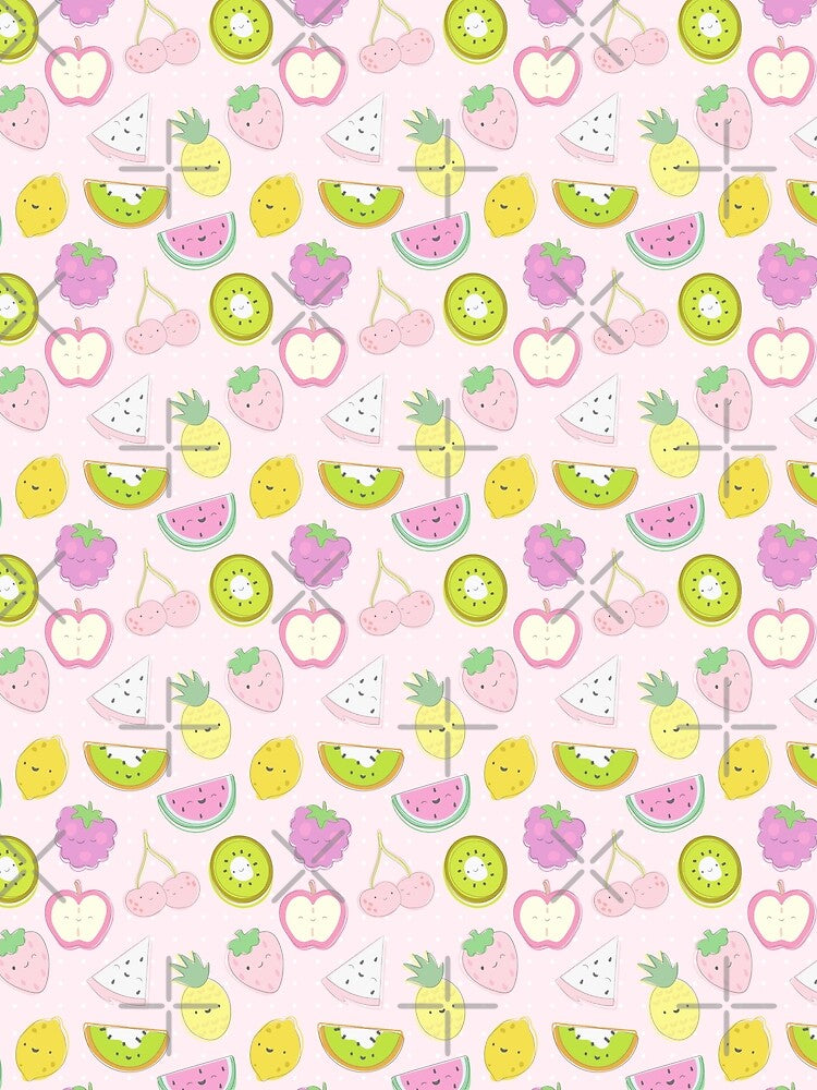 Cute Fruit Themed Seamless Pattern Pink by MadeByBeata