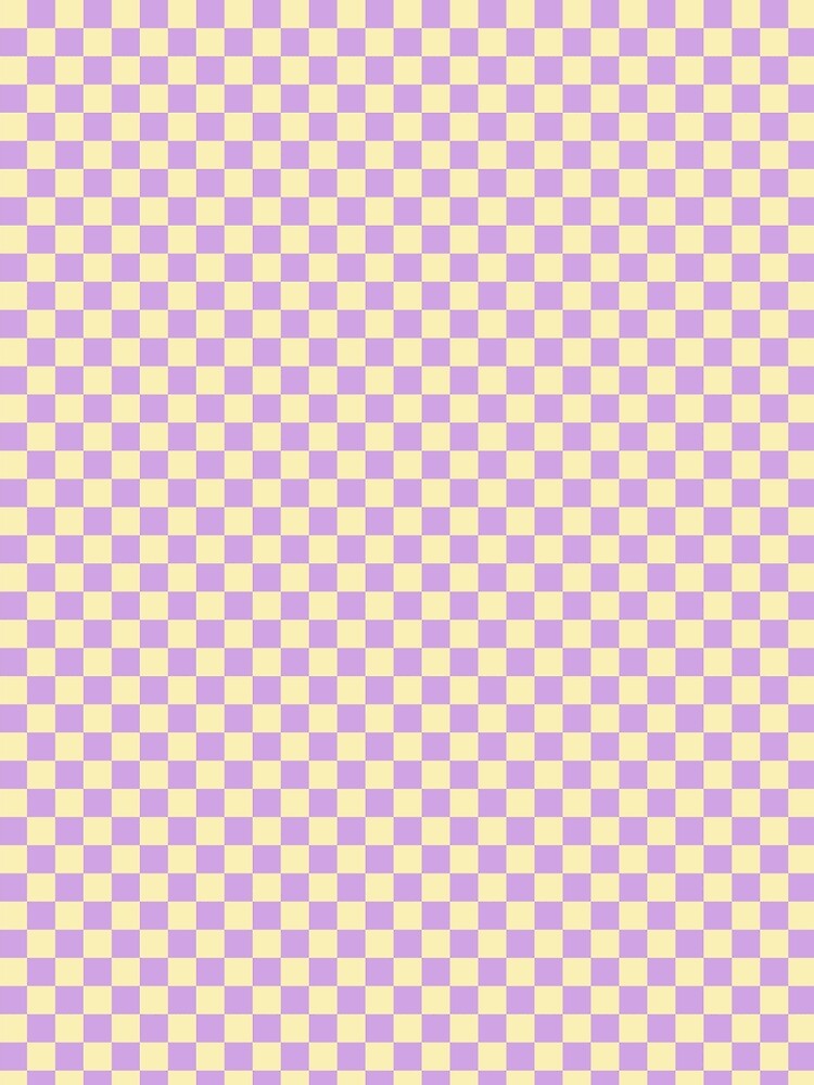 Lavender and Pale Yellow Checkerboard | Aesthetic Pastel Purple Yellow Grid | Retro 70s Lavender Yellow Checkered | Modern Pastel Gingham Plaid | Aesthetic Lilac and Lemon Grid by VivaFy