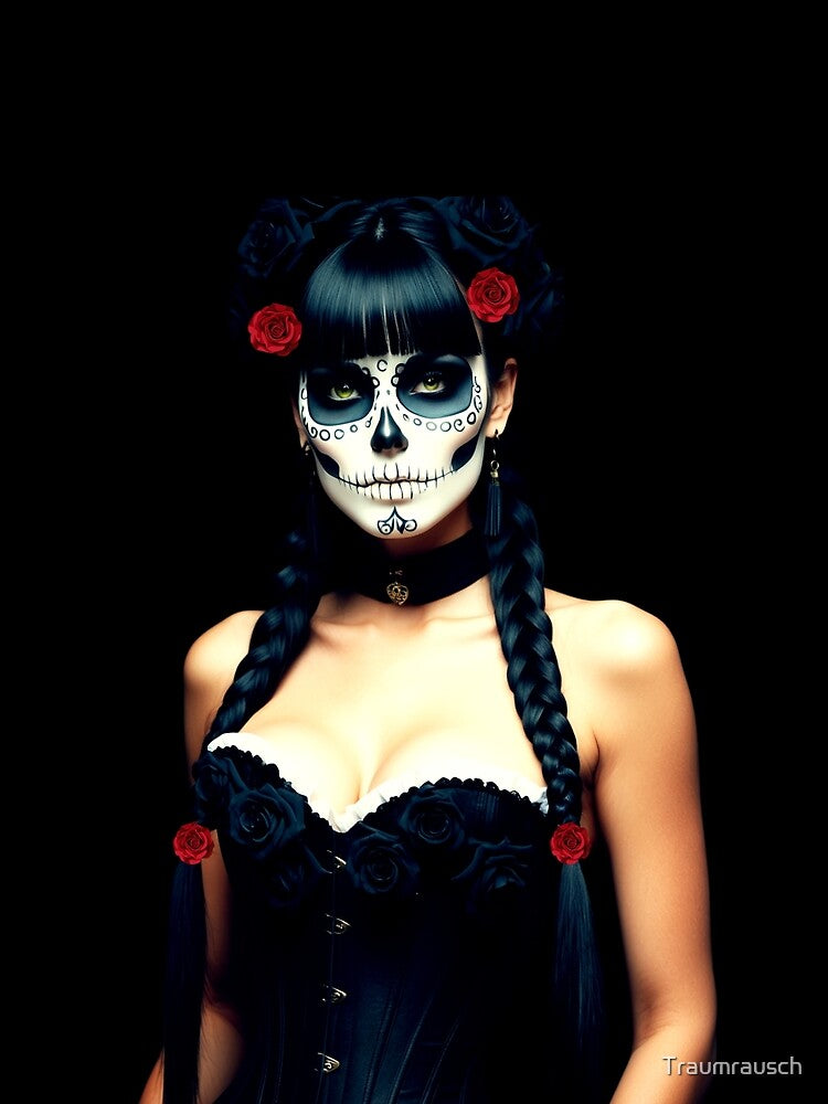 gothic dia de los muertos woman corset art by Traumrausch