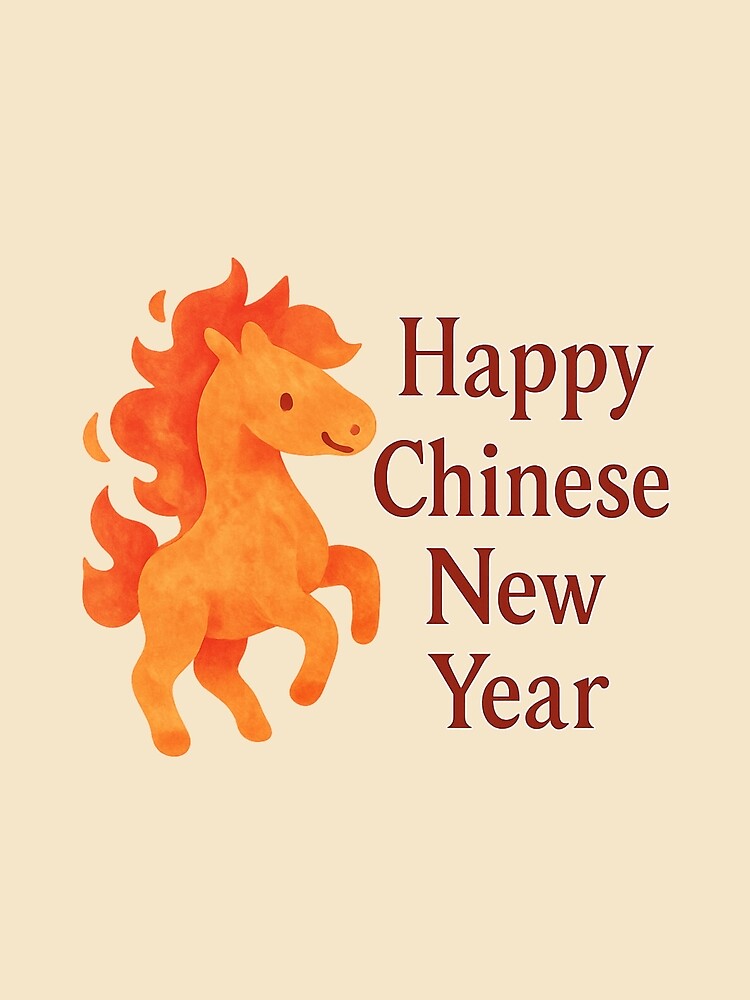 Happy Chinese New Year 2026 Cute Fiery Horse by PunchDrop