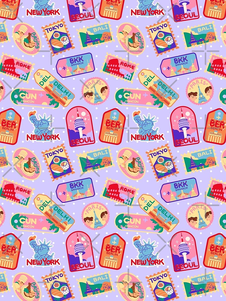 Purple Travel Ticket Pattern by MadeByBeata