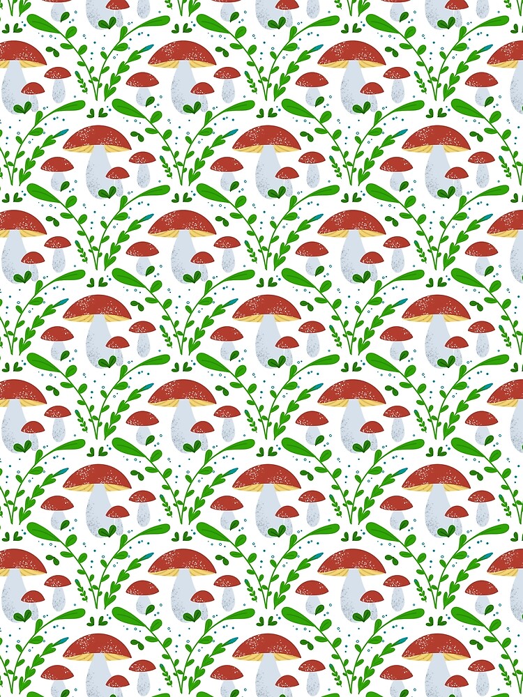 Red Mushroom Pattern by Cherie Brunetti