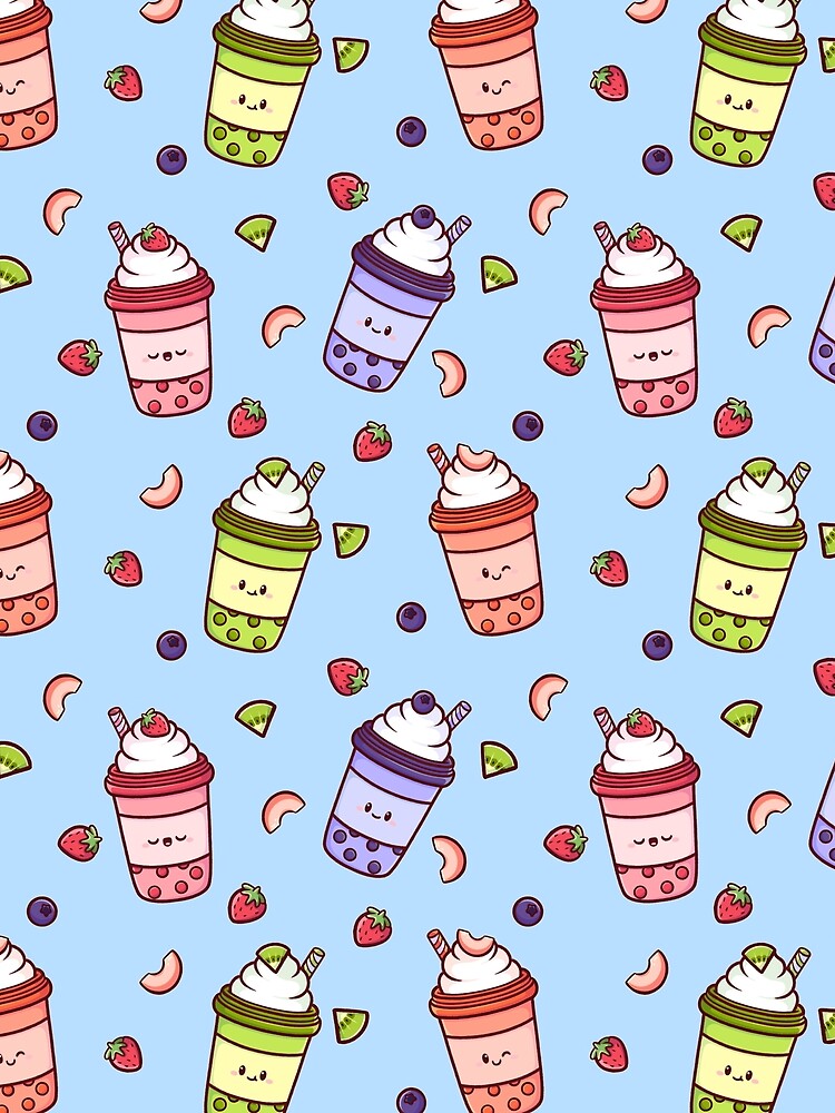 Kawaii Bubble Tea Delight – Cute Boba Seamless Pattern by Magsu.art